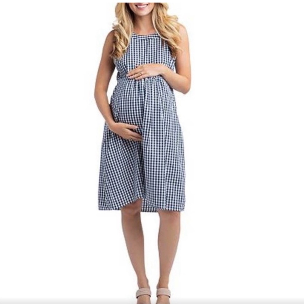 Nom Maternity | Blue Gingham | Molly Maternity Dress